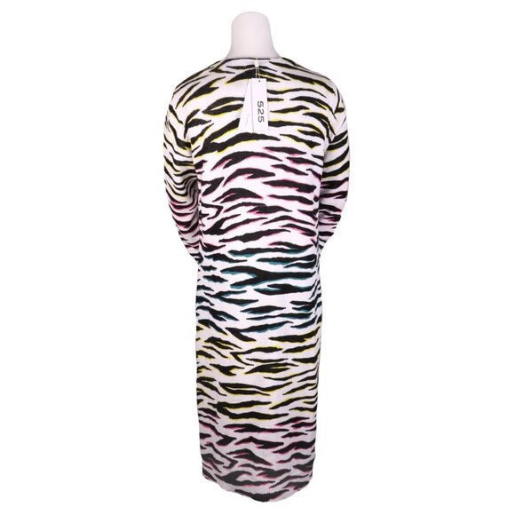 525 America Long Knit Sweater Duster Open Cardigan Animal Print Rainbow Neon NEW - Picture 5 of 10